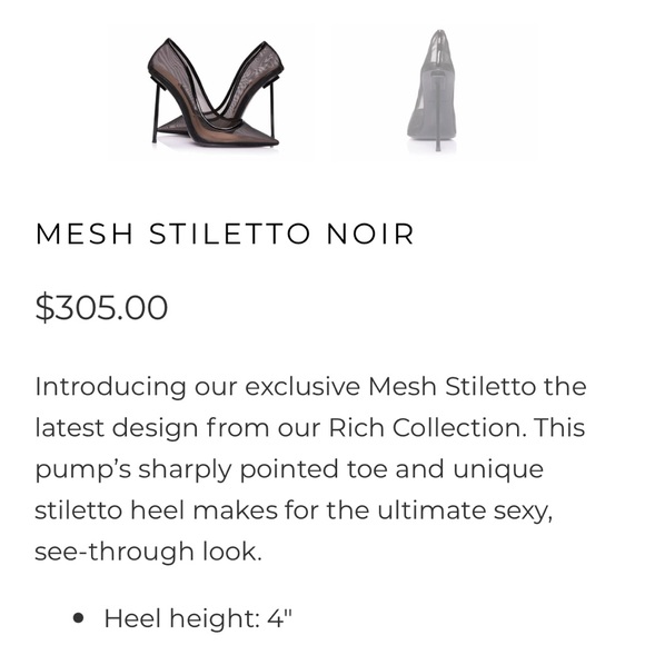 Jessica Rich Mesh Stiletto Noir 39/US 8.5 - Picture 2 of 8